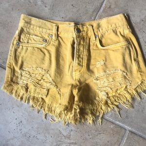 Free People Yellow Jean Shorts